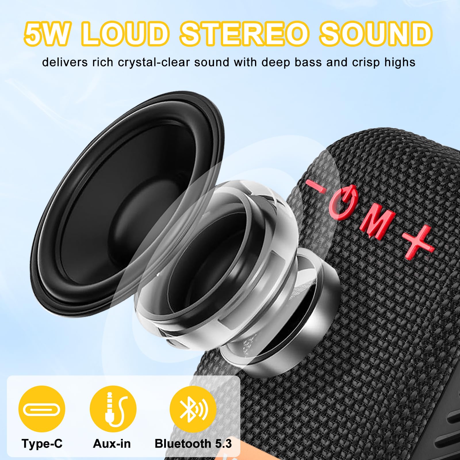 Portable Bluetooth for Bike, IPX5 Waterproof Wireless Traveling Bicycle Speakers, Integrated Design Bicycle Speaker with Loud Sound for Riding, TWS Mini Outdoor Speaker — view 2