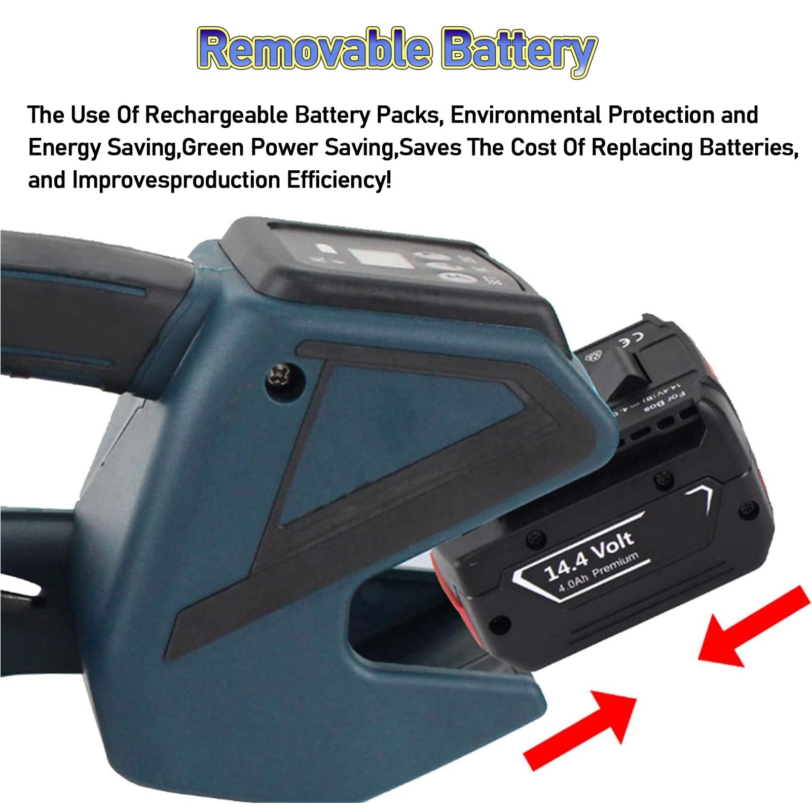 Pressa elettrica per Nastri in PP Pet da 1/2 a 5/8 di Pollice, con 2 batterie da 4000mAh, Strumento di reggiatura e imballaggio Automatico, pressa Portatile per vassoi di Cartone,2Battery
