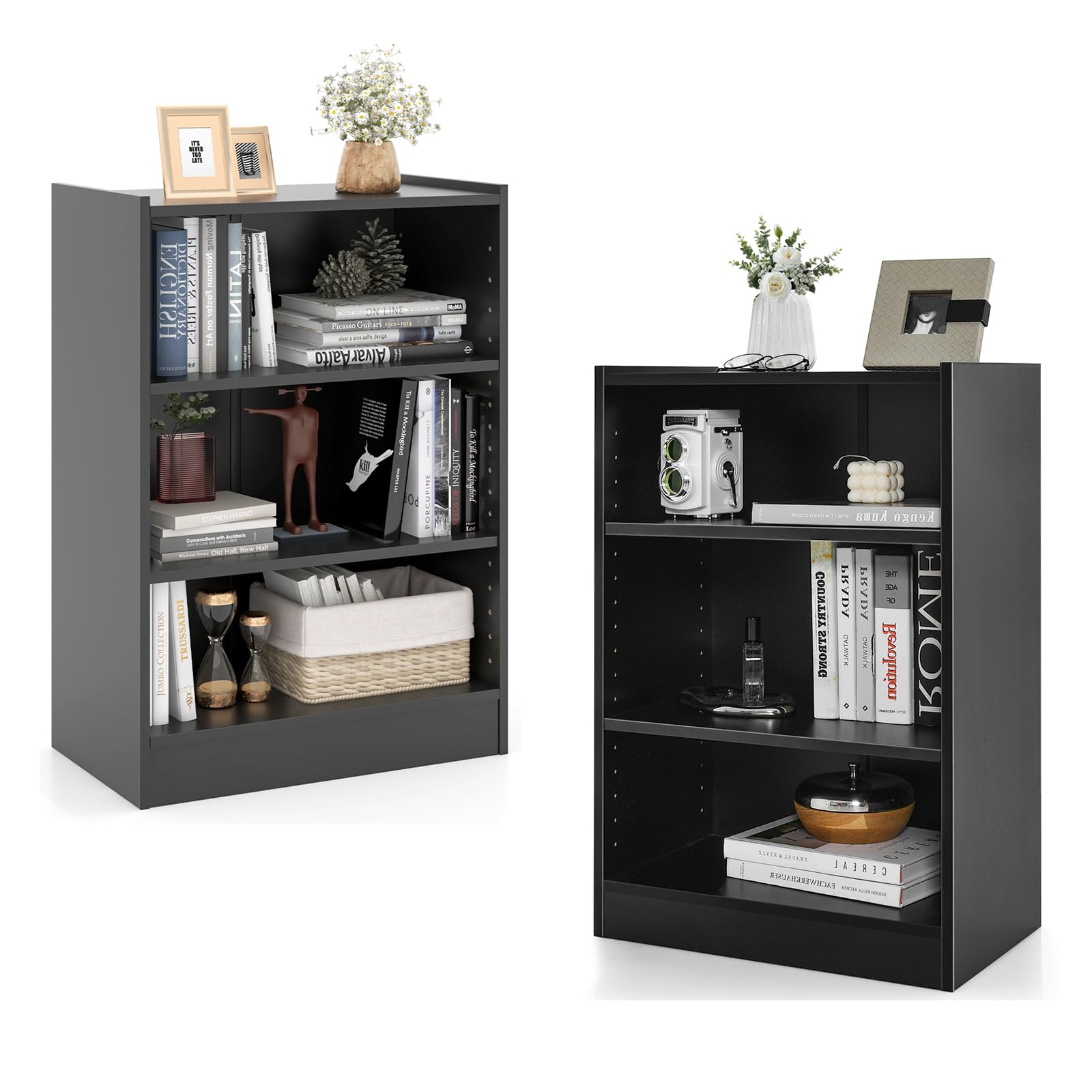 Amazon.com: SILKYDRY 3 Shelf Bookcase Set of 2, Small Wooden Cube
