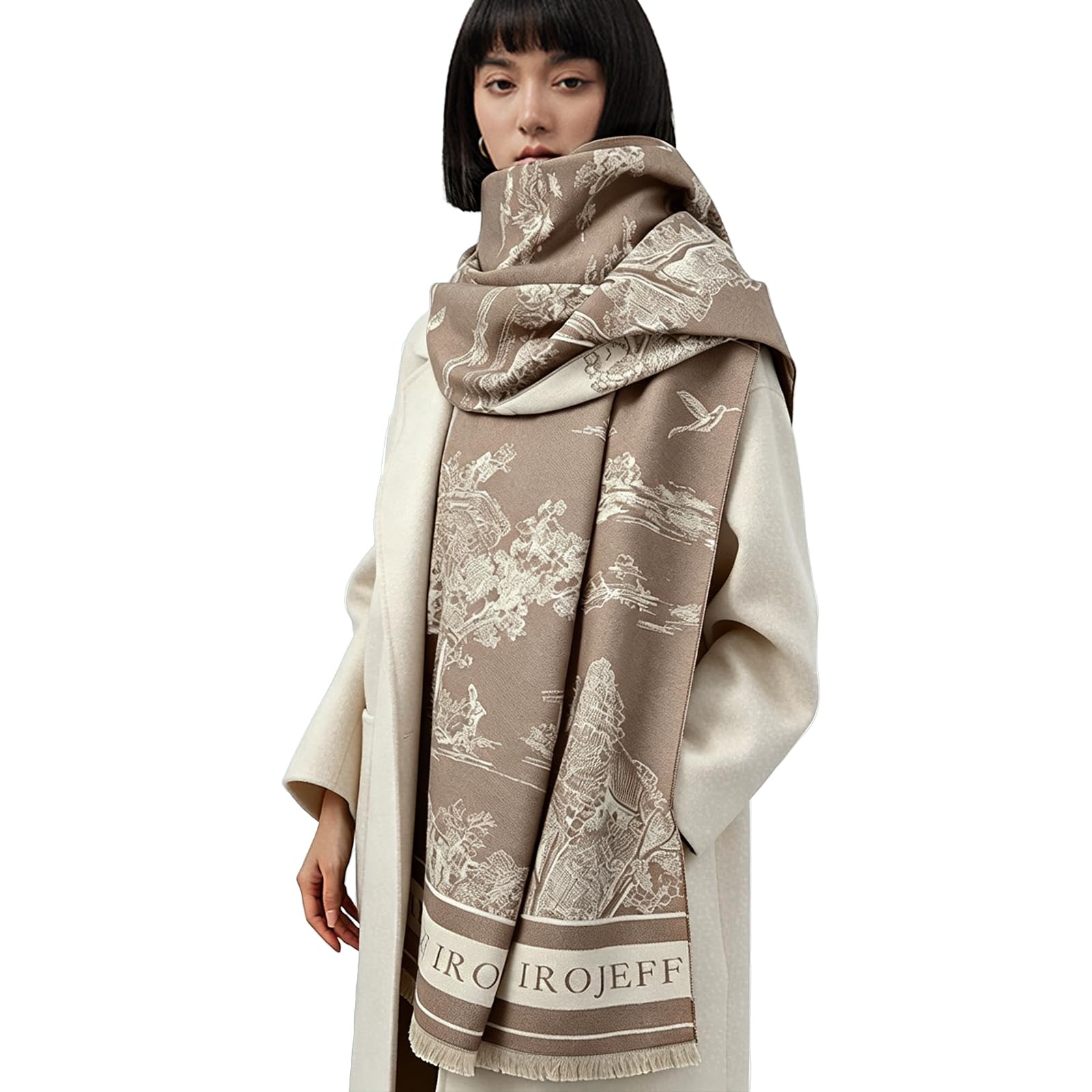 LumiSyne Calda Invernale Sciarpa Scialle In Cashmere Per Donna Motivo Di Pittura Di Paesaggio Stile Artistico Elegante Reversibile Sciarpa Con Nappa Grande Lungo Pashmina Leggera Morbida Wrap Stole