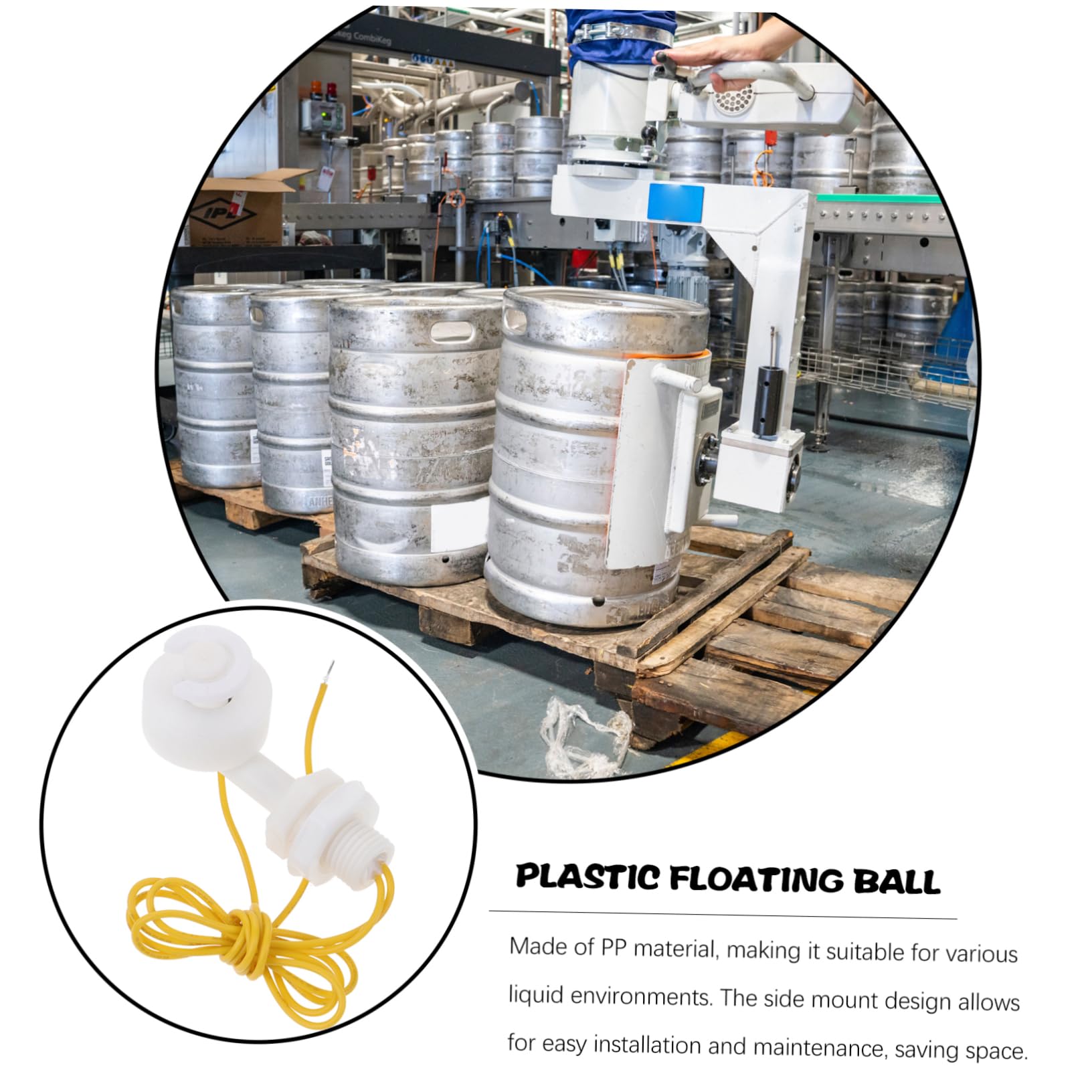 JEWEDECO Float Switch Liquid Water Level Sensor Pond Float Sensor Water Level Sensor for Tank Float Ball Water Tank Accessory Float Sensor for Aquarium Pool Tank Float Sensor Pp