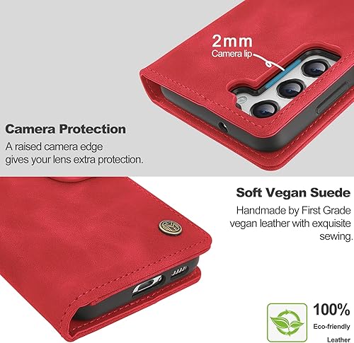 Miniatura 5 de Funda tipo cartera para Samsung Galaxy S23, funda magnética de cuero desmontable de 6.1 pulgadas con tarjetero, carga inalámbrica compatible, funda