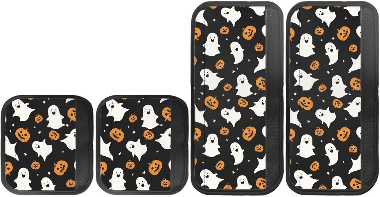 Halloween Ghost Refrigerator Door Handle Cover 4PCS, Pumpkin Print Kitchen Appliance Door Handle Cover for Microwave, Kitchen Decor