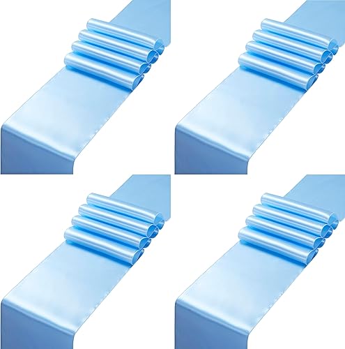 Miniatura 37 de 4 caminos de mesa de satén burdeos de 12 x 108 pulgadas, elegante y suave tela sedosa decoración de mesa para banquete de boda, decoración