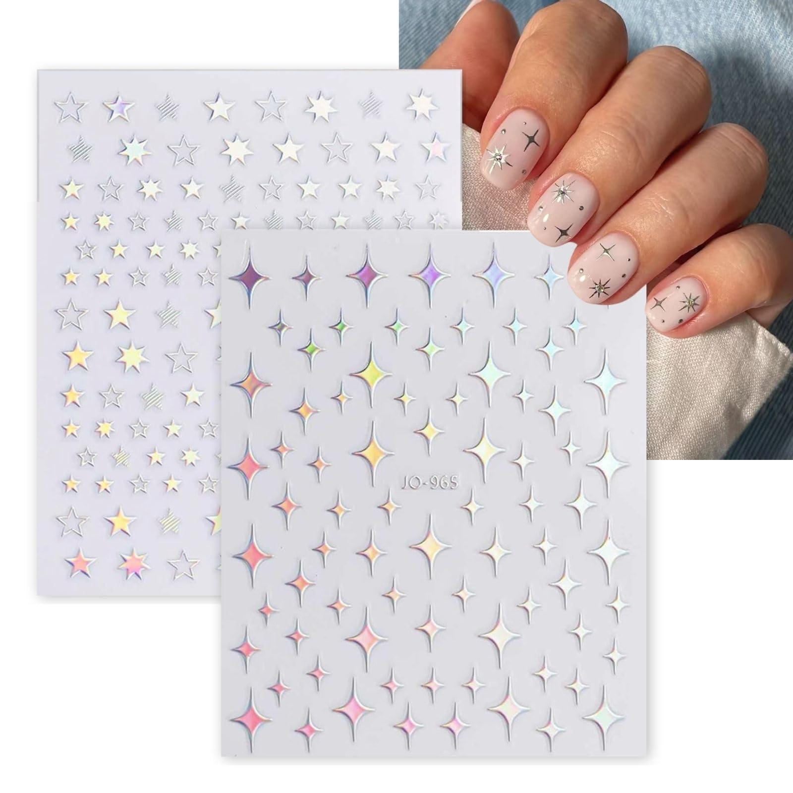 KEYRI 22 Blatt Nagelaufkleber – Monde, Sterne, Sonnen – Selbstklebend
