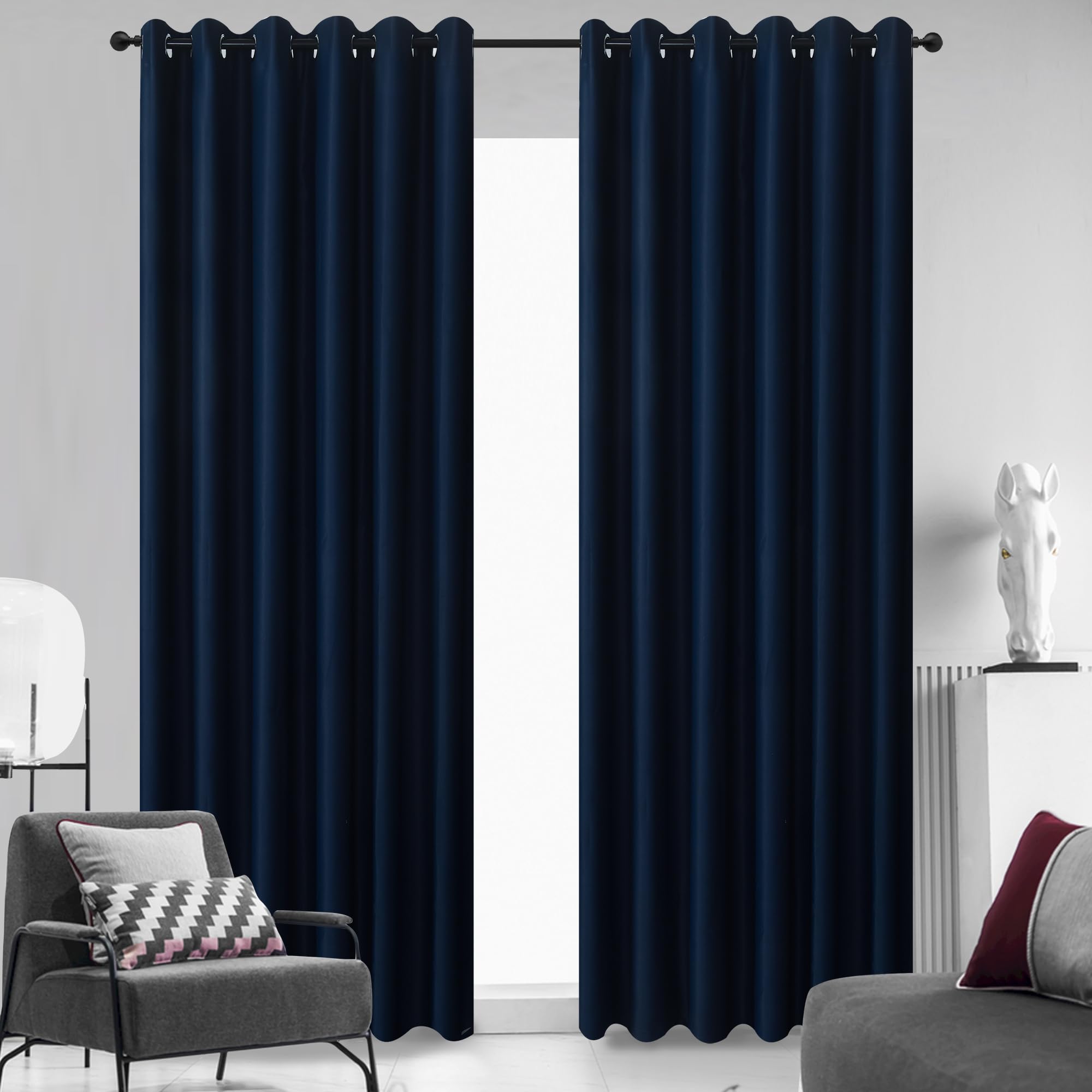 WEAVERS: Luxury Heavy Thick Semi-Blackout Curtains for Bedroom, Living Room and Office - Energy Saving Light Blocking Thermal Insulated Curtains with Eyelets Ring Top. (Navy Blue - 46" x 72") โ image 1