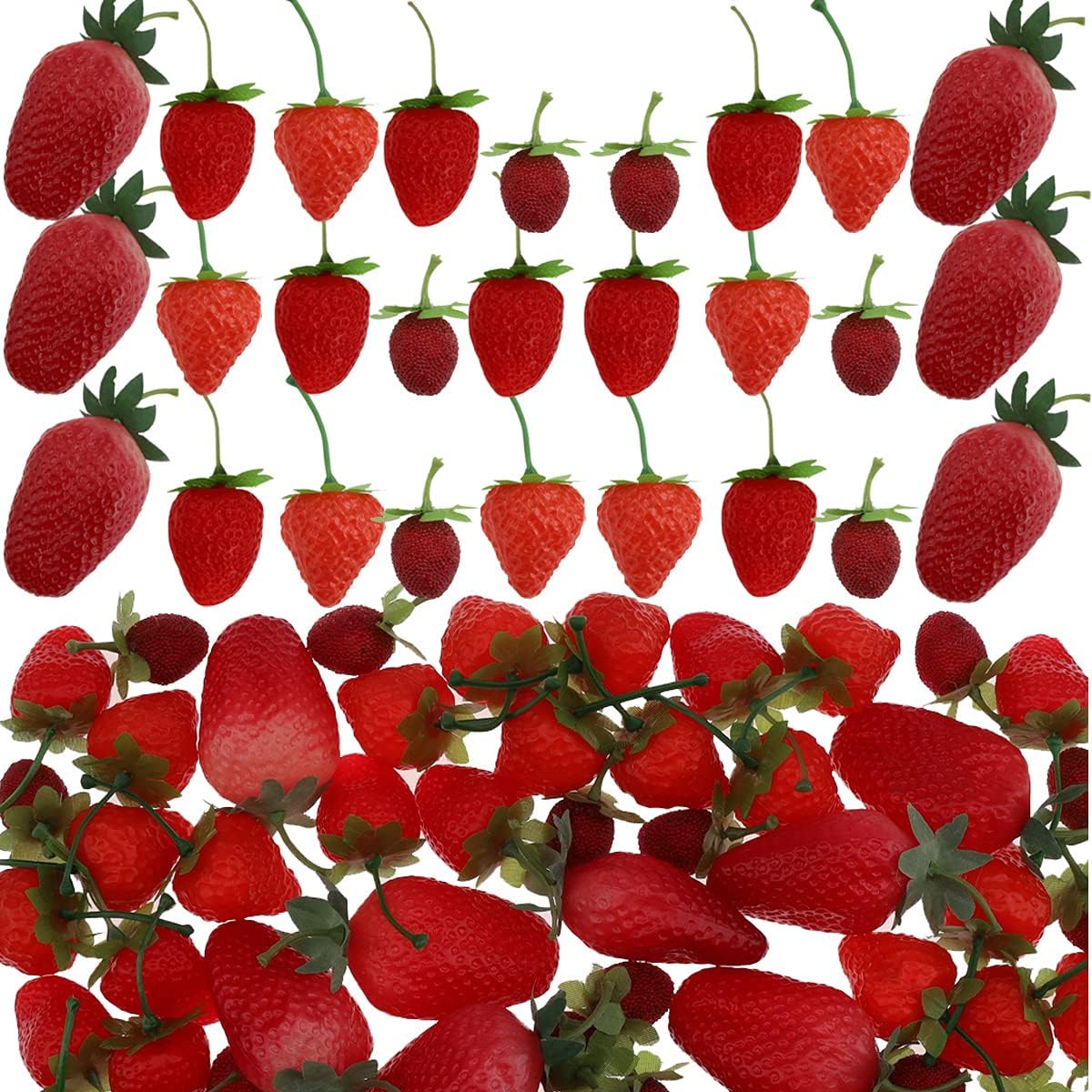 Meiwlong 30 PCS Artificial Strawberries Realistic Red