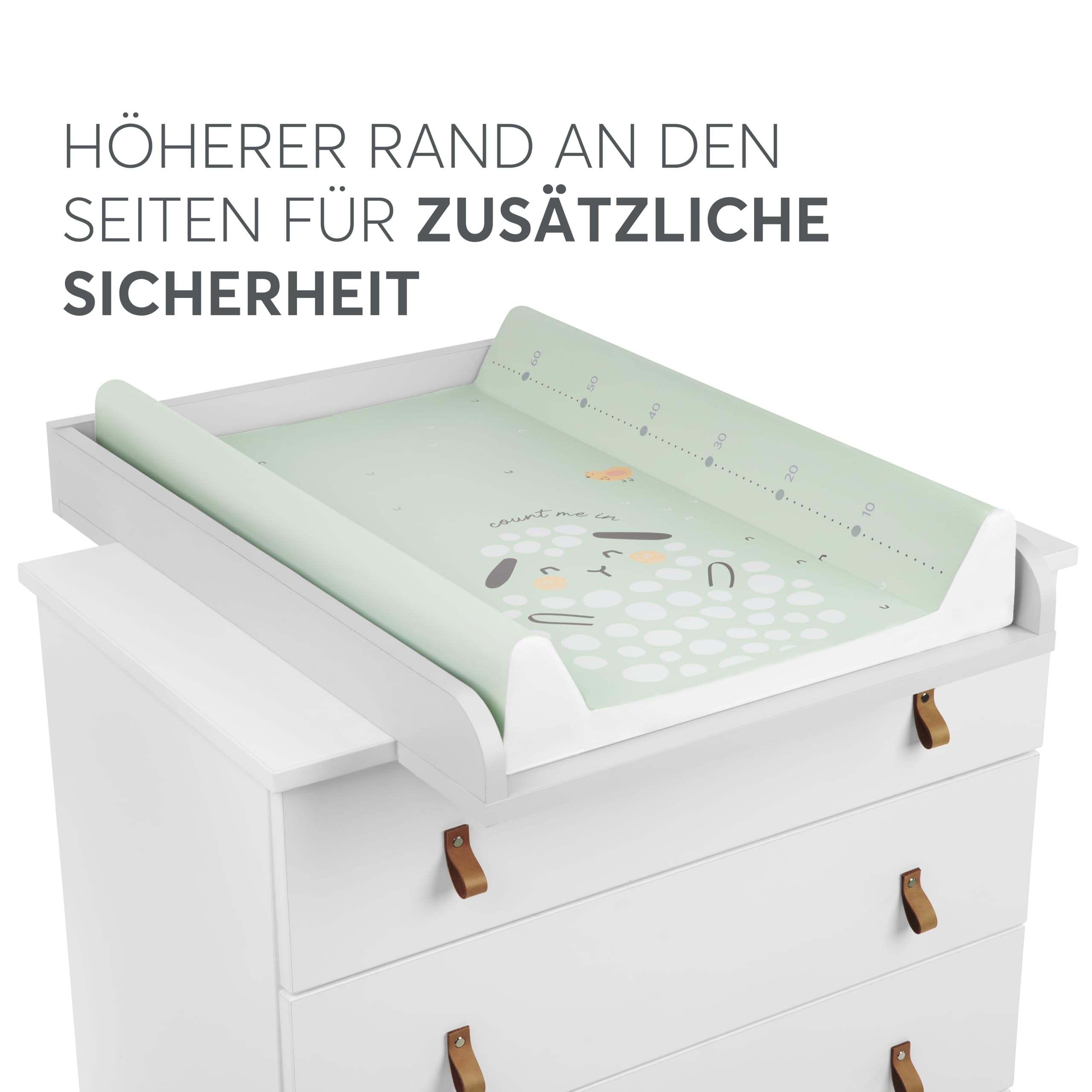 KikkaBoo Wickelauflage Abwaschbar 80x50 cm SLEEPY SHEEP, Für Babys, Wasserdicht Und Hygienisch, Weiche PVC-Oberfläche, Gepolstert, Für Wickeltisch Oder Kommode, Grün