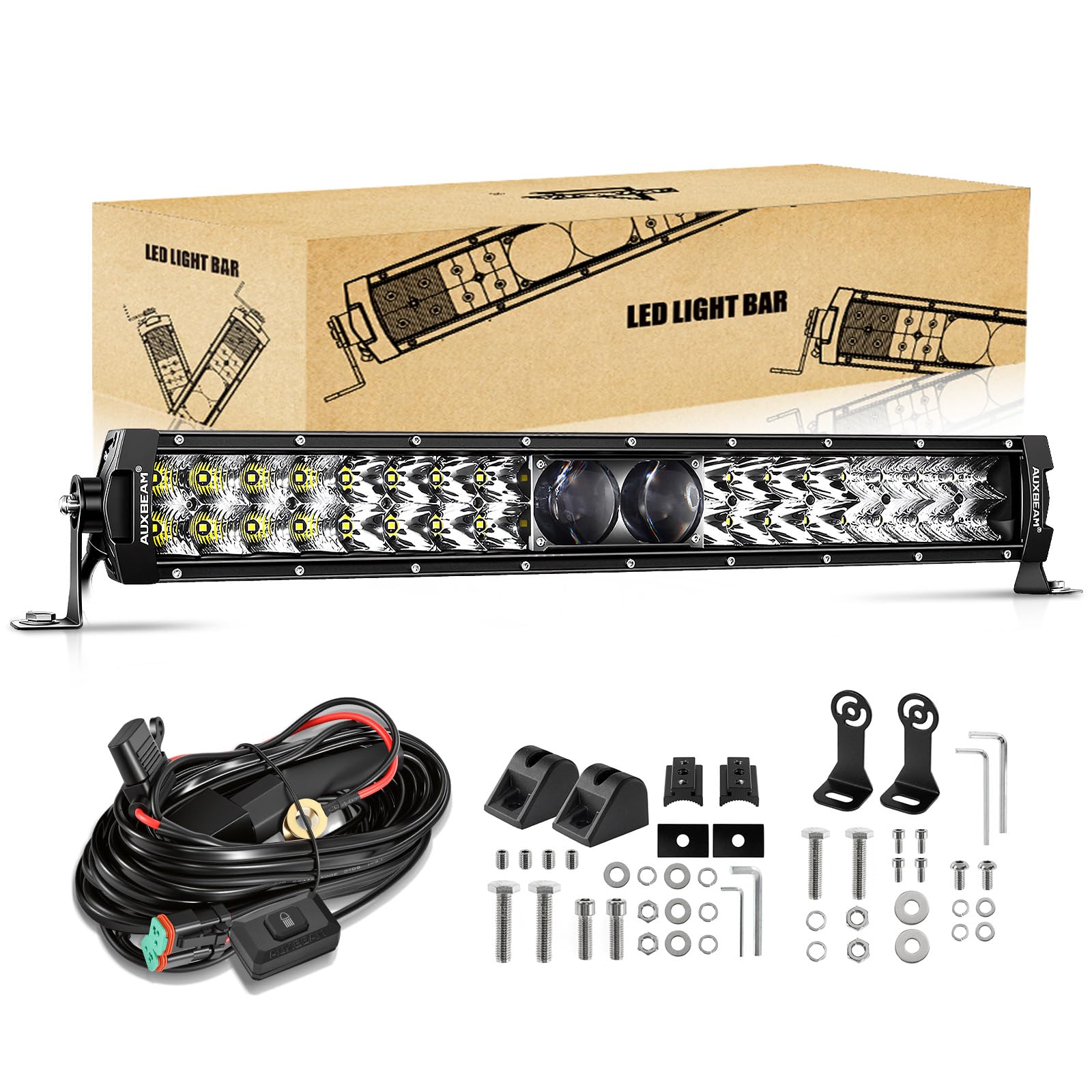 Auxbeam 5D-PRO Series 22 Inch LED Light Bar Dual Row Off Road Driving Lamp