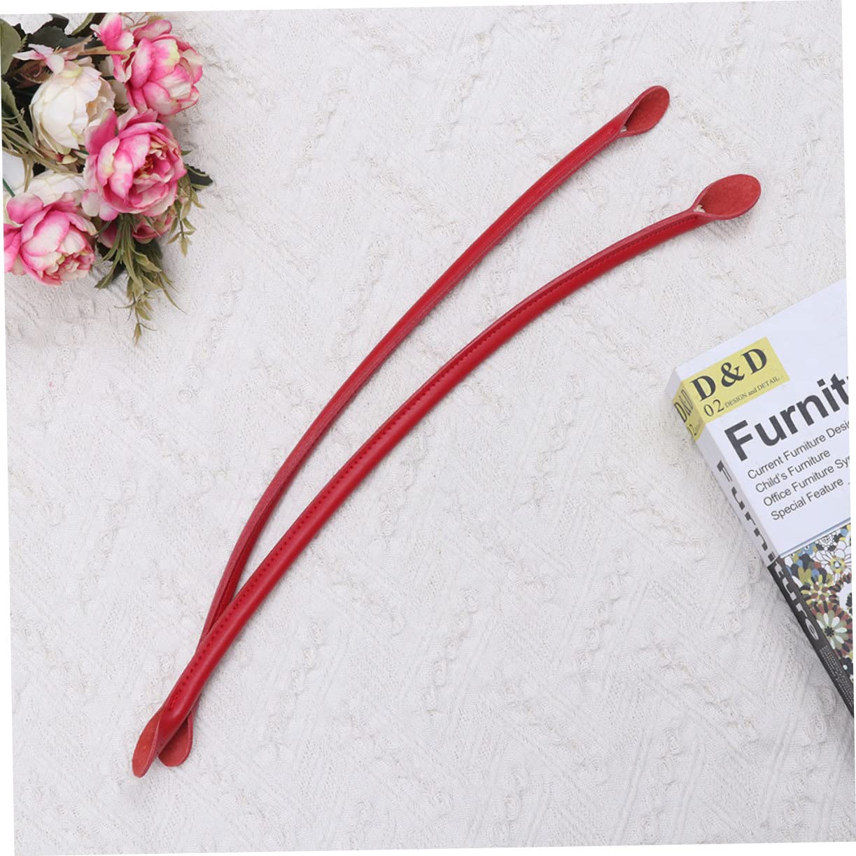 HOODANCOS 3piezas Correa De Bolsa De Cuero De Vaca De Asa De Mano Para Costura Accesorios De Reemplazo Para Bolsos Strap De Tote Atractivo Rojo