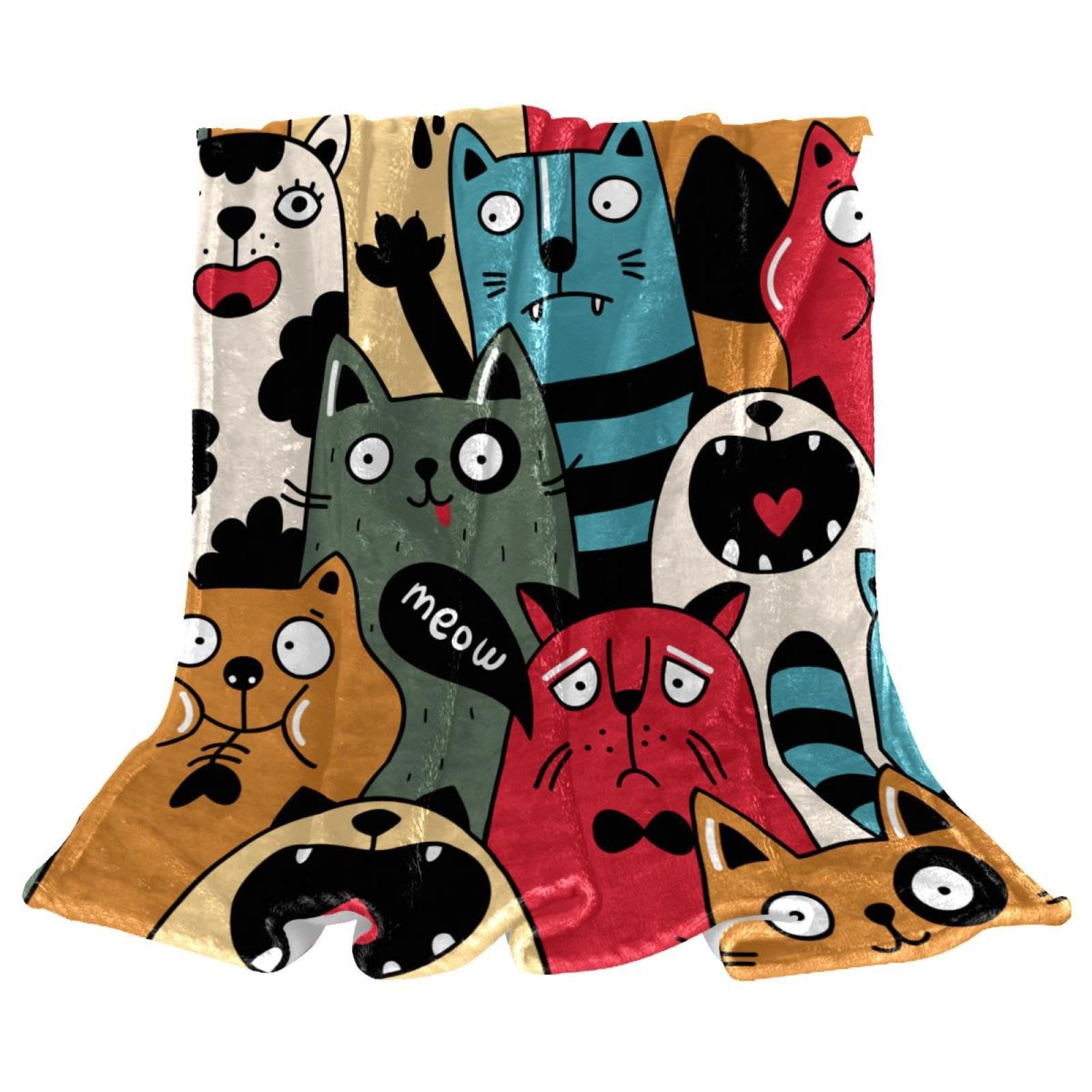 Couverture polaire chat mignon cadeau ideal et doux pour les amoureux des animaux