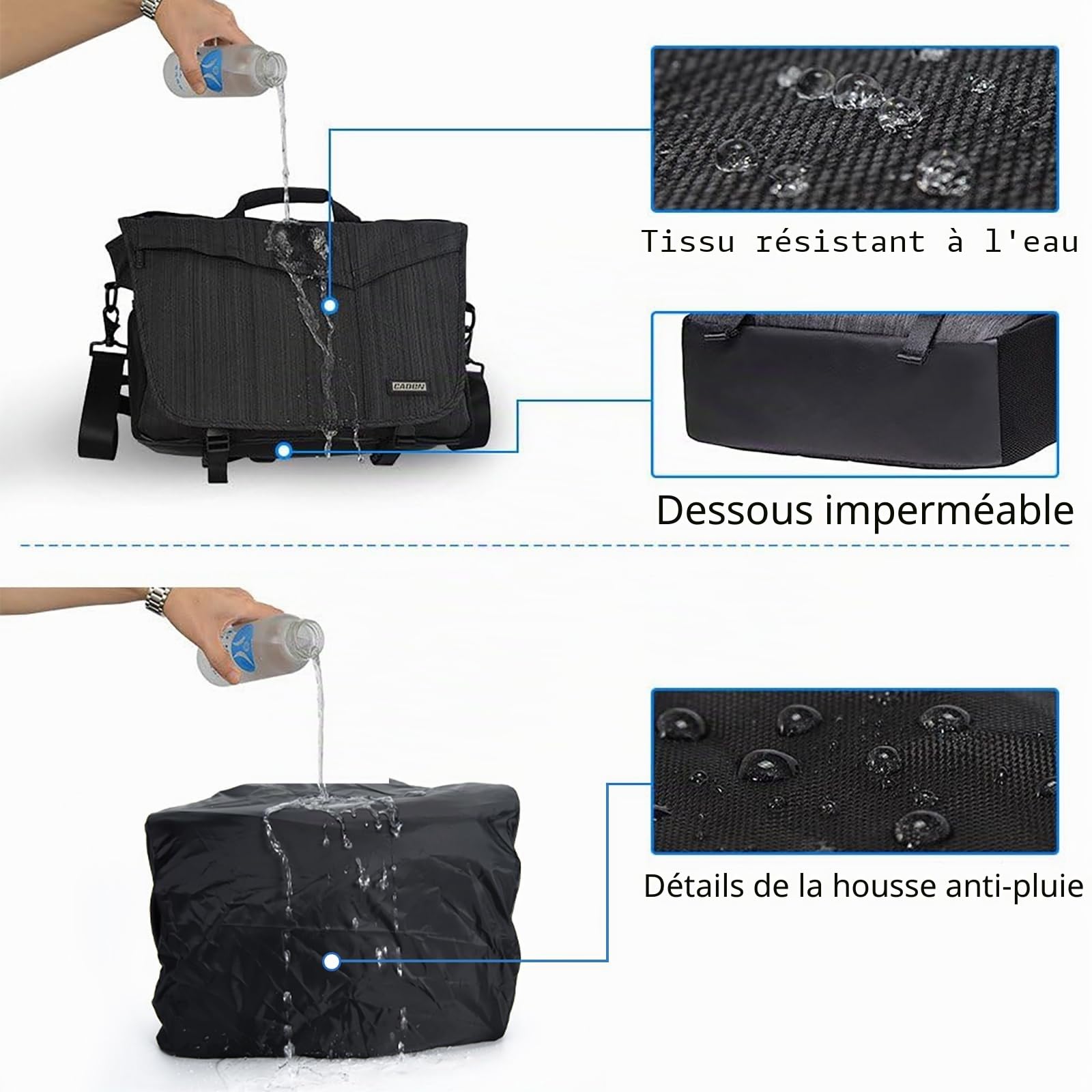Sac Appareil Photo, CADeN Sacoche Bandoulière pour Appareil Photo Reflex et Laptop 14", Sac de Photographe Professionnel Compatible avec Les Appareils Photo Reflex Numériques Canon Nikon Sony