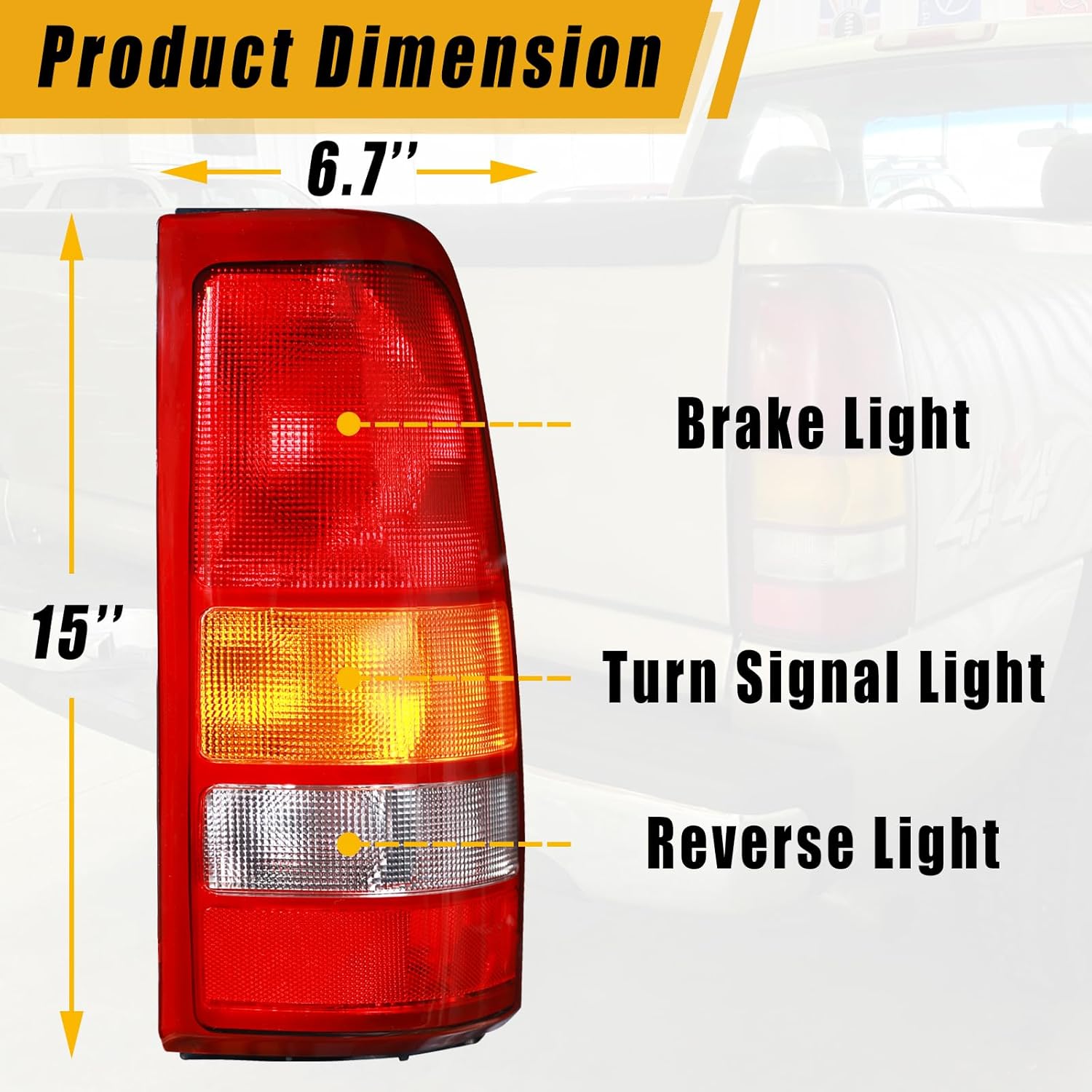 Boine Tail Light Compatible With 1999-2002 Chevy Silverado 1500 2500 3500 1999-2006 GMC Sierra 1500 2500 3500 Driver and Passenger Side Rear Light Brake Lamps