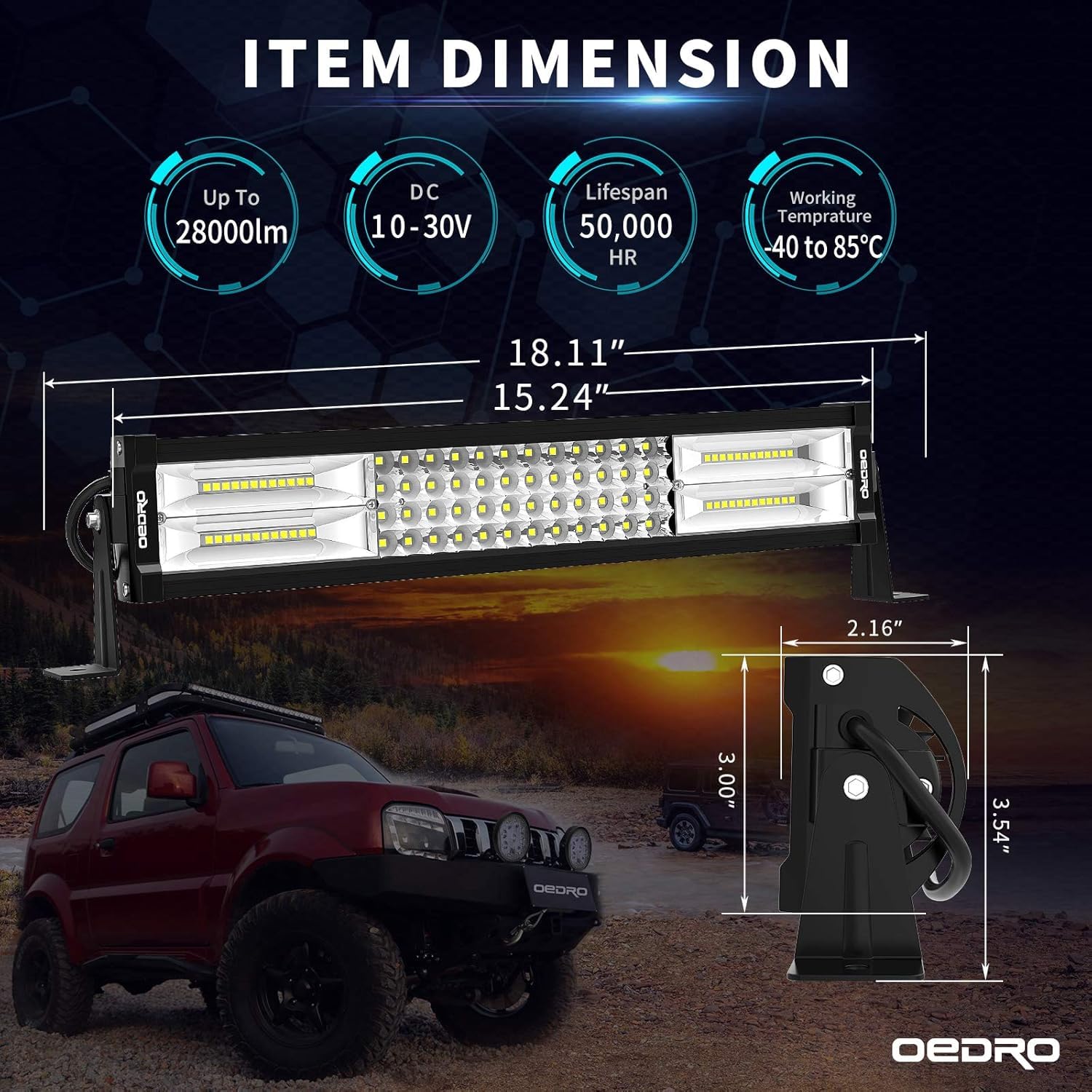 Snapklik.com : OEDRO 16 Inch LED Light Bar IP68 Grade Off Road Light ...