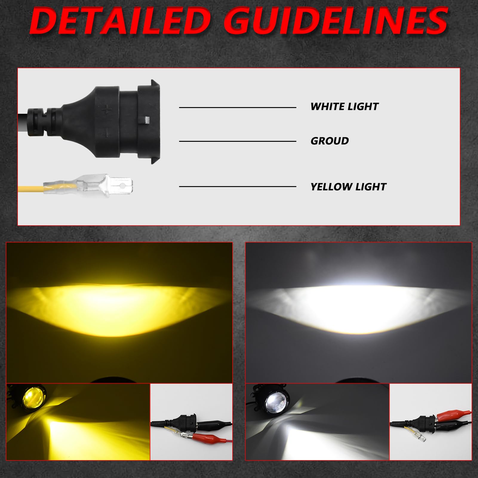Shkalacar 2 Faros Antiniebla LED de 3 Pulgadas, Lente de Proyector LED Universal para Coche con Luz Blanca de 5500K y luz Amarilla de 3000K, Luz antiniebla LED