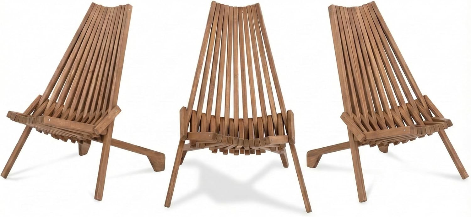 Wooden Folding Tamarack Chairs, Natural Wood Adirondack Chairs, Wood Folding Chair for Outdoor, Patio, Porch, Pool, Backyard, Garden, Balcony and Deck (1 Pack)
