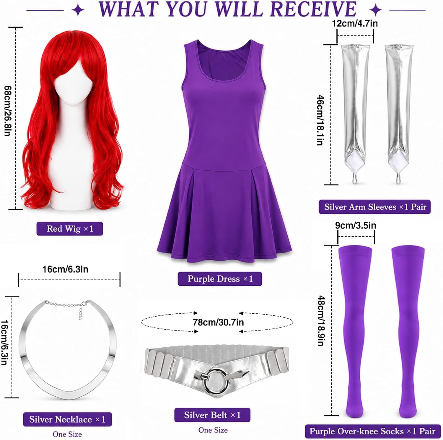 6PCS Sexy Purple Hero Costume Women Princess Anime Cosplay Outfits Set