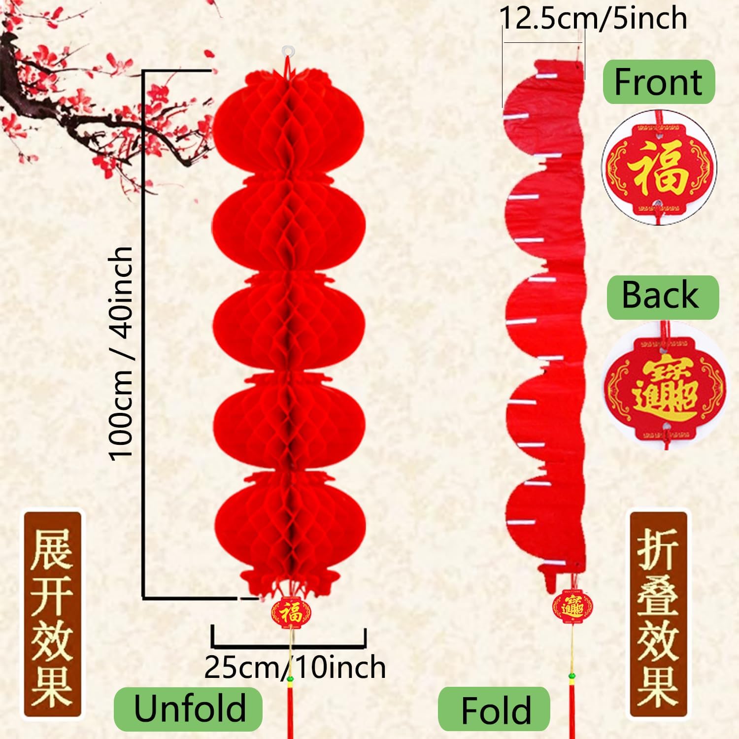 Chinese New Year Decorations Red Fabric Lanterns Decorative Hanging Lanterns for Spring Festival Lantern Festival Chinese Vietnamese Wedding Home Restaurant Party Decor - Image 7