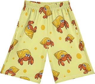 Lounge Pajama Shorts Sleep Pants Summer Soft PJ Bottoms 6-14 Years Cute Hermit Crab Pattern,