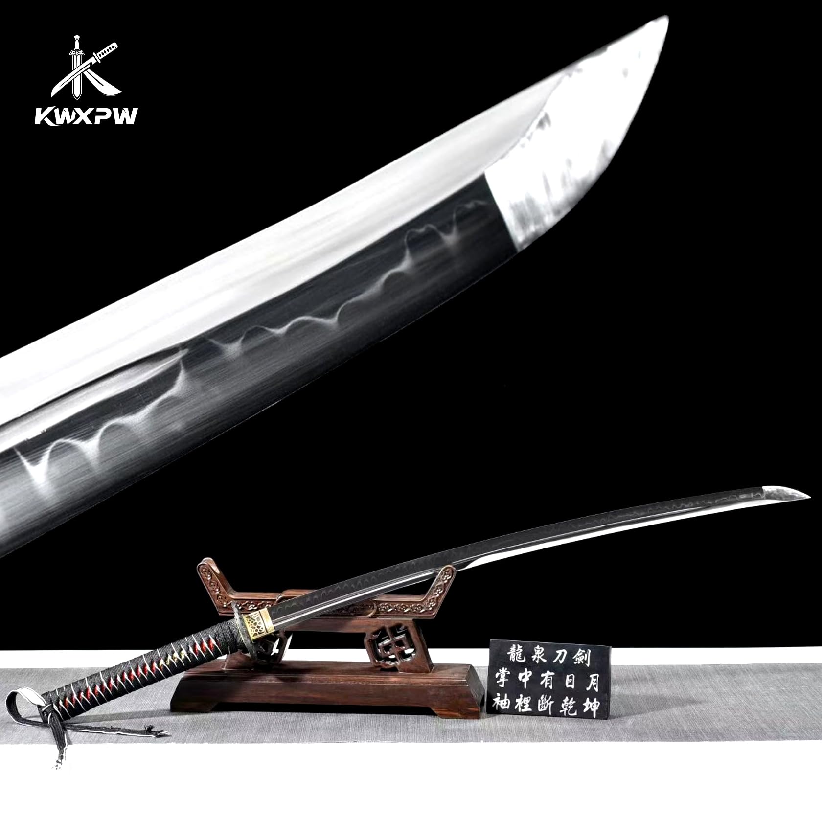 103cm echtes Samurai-Schwert,T10-Stahl Katana,Holzscheide,rotes Katana | handgefertigtes Samuraischwert,Stahl Katana für Sammlung,Ausstellung,Geschenke,Cosplay,Requisiten,Training