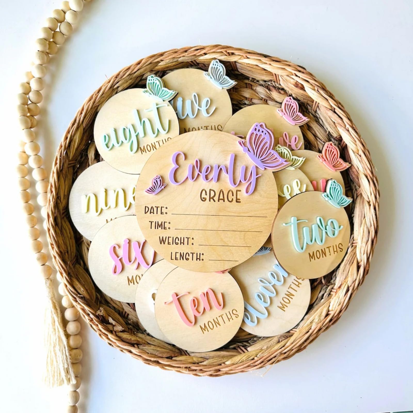 Spersonalizowany motyl 3D imię znak do szpitala niestandardowy drewniany znak ogłoszenia imienia dziecka zdjęcie rekwizyt baby shower przedszkole prezent dla dziewczynki / chłopca ujawnienie imienia 2