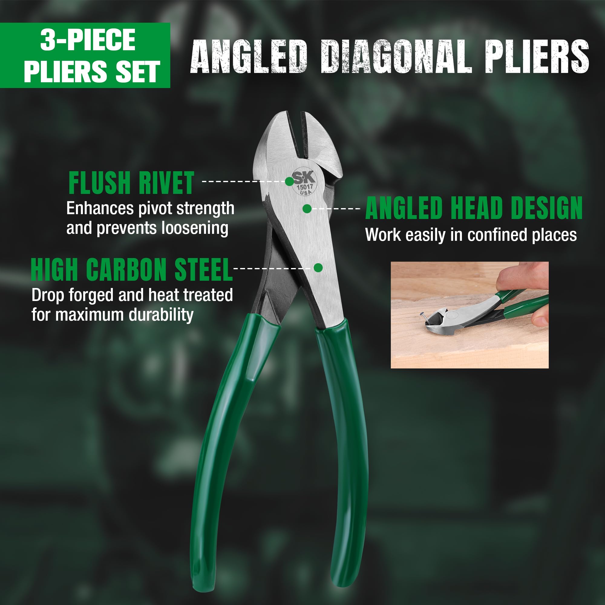 Klein Tools D2139NE11055 Pliers Set With Lineman's Side Cutting Pliers - View #11