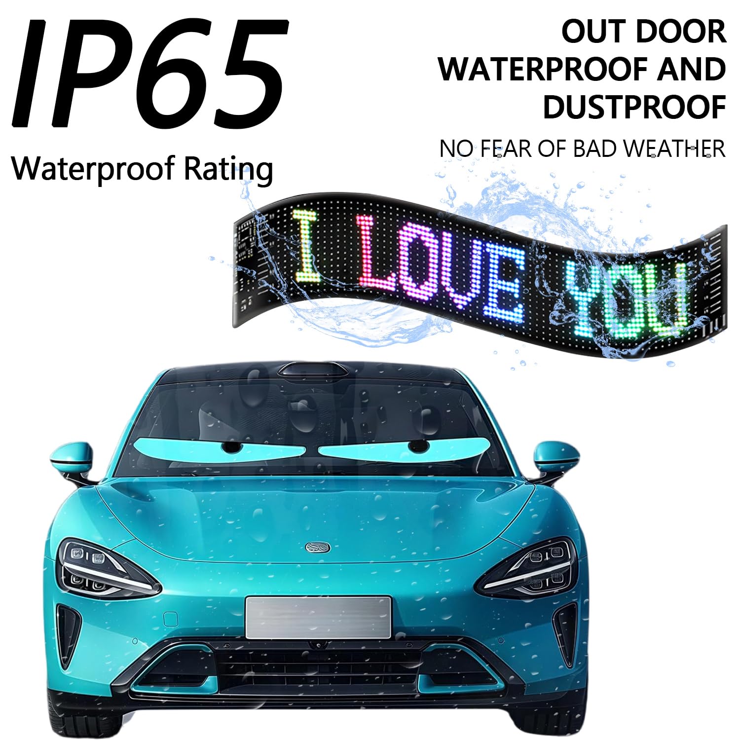 LED Augen für Auto, 20 * 90cm LED Augen für LKW, Programmierbar Devil Eyes mit APP-Steuerung und Fernbedienung für Text Auto LKW?Pixel: 16 * 96?