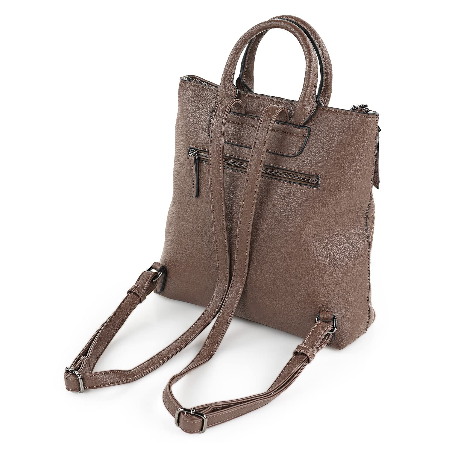 Lois - Bolso Mochila Mujer Elegante Tipo Casual Moderna Para Vestir Mochilas Mujer Estilo Urbano Mochila Negra Mujer Pequeña Ideal Para Uso Diario, Marrón oscuro