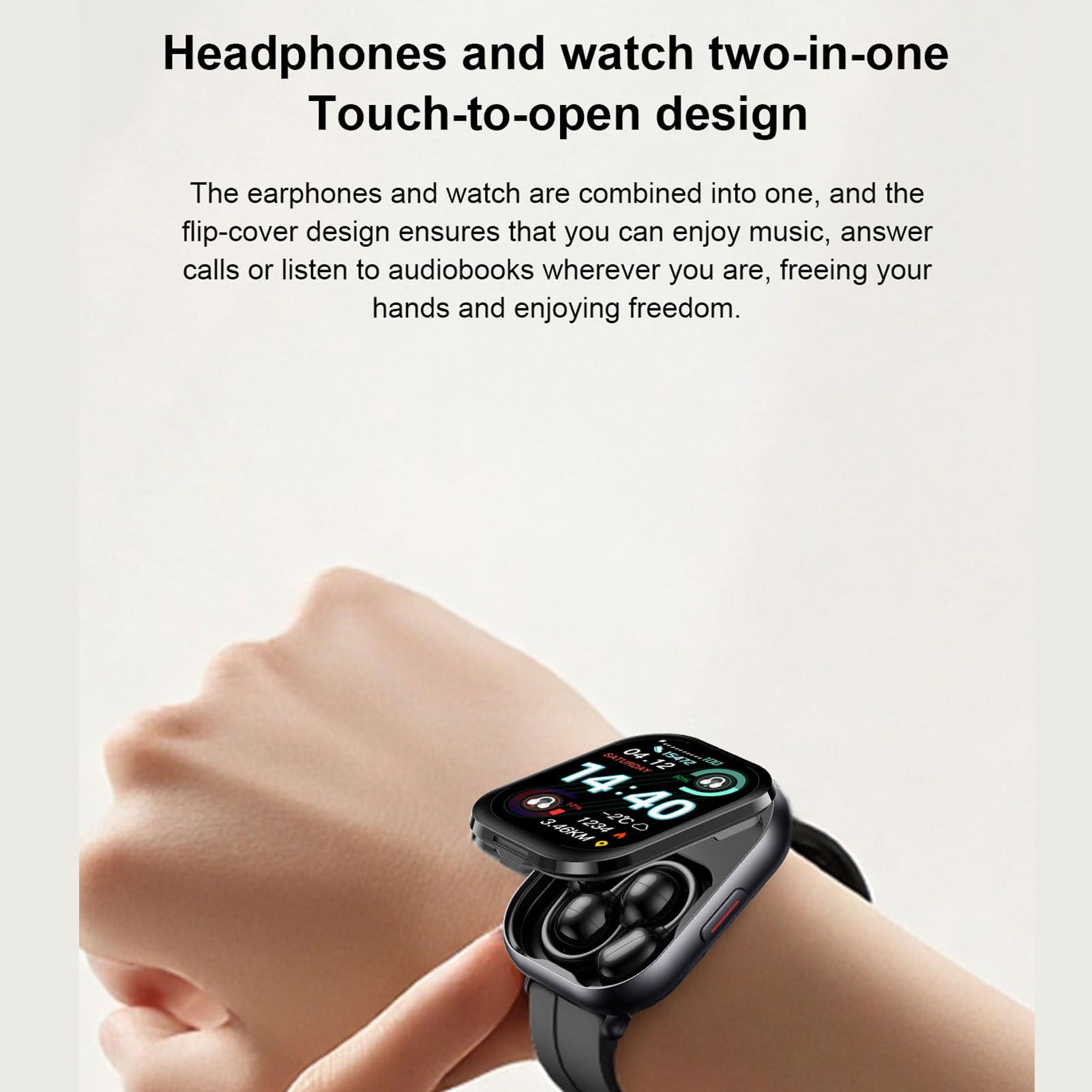 Montre Connectée avec écouteurs, écran Tactile 2,01 Pouces, IP67,