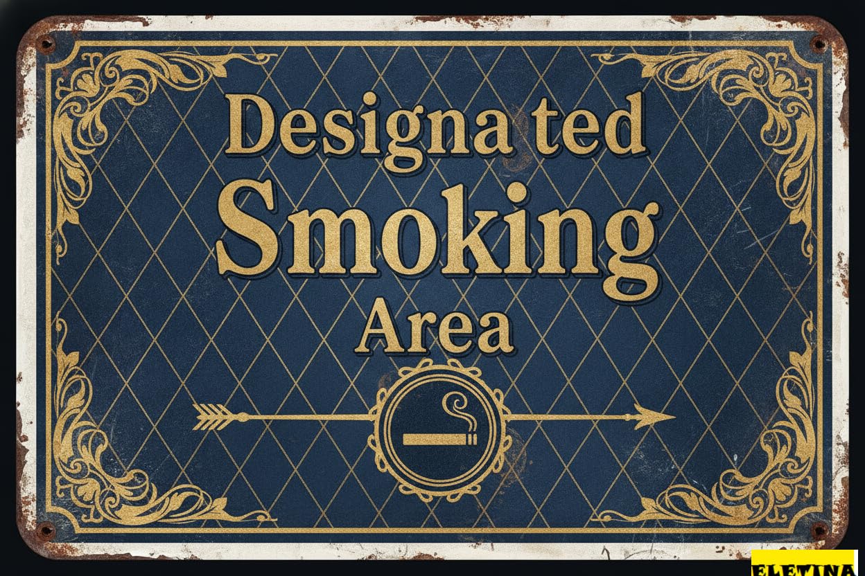 Designated Smoking Area Tin Warning Sign Weather Resistant UV Protected Rust Free Home Gate Garden Office 8x12in