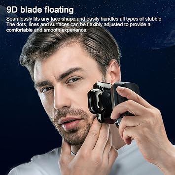 Shaver Replacement Heads - 9 Blade Rotary Shaver Attachment, Directional Grooming Head | Track Shaving Blades Refill, Ultra-Fast Shaver Head for Smooth Bald Look and Beard Styling
