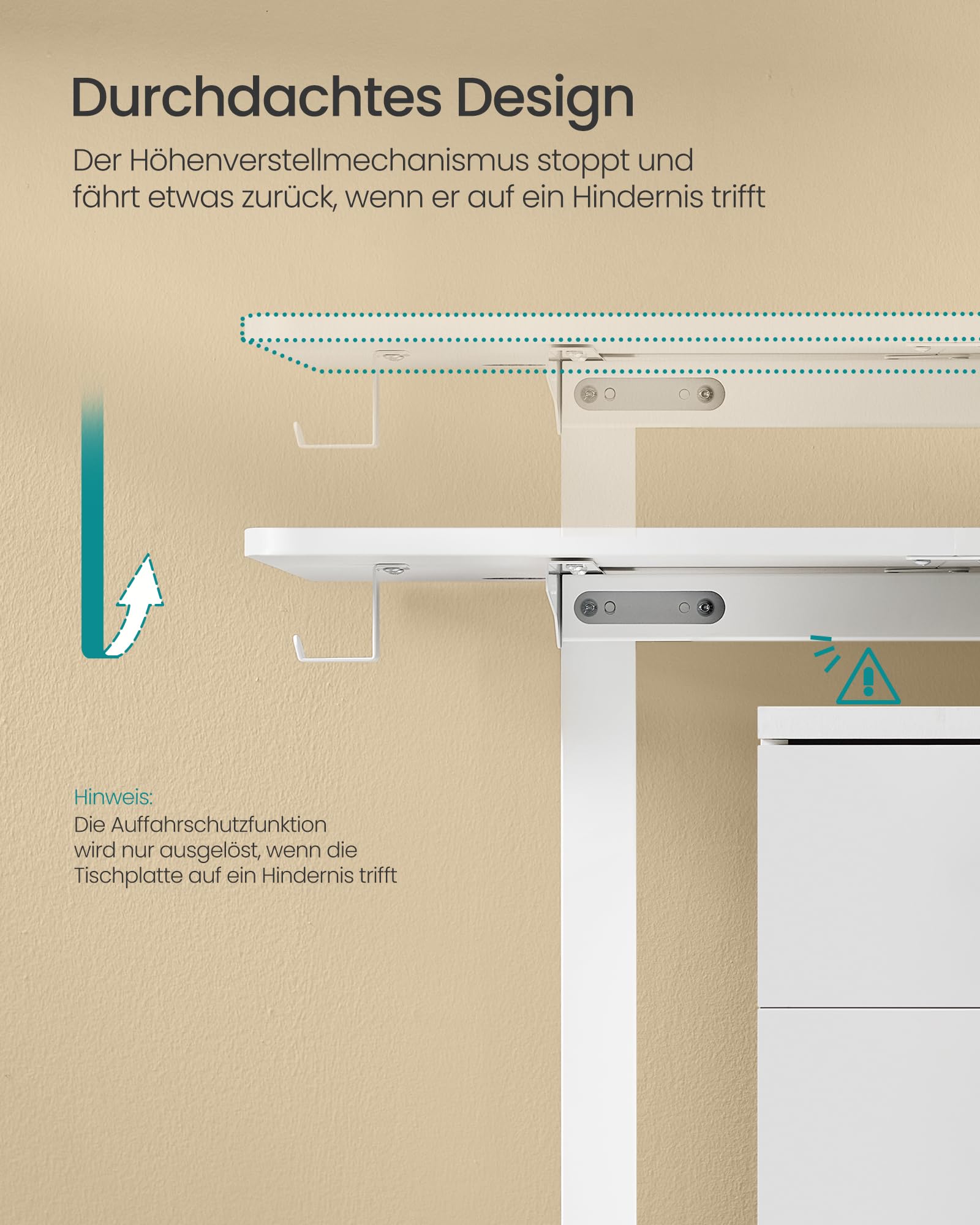 SONGMICS Höhenverstellbarer Schreibtisch elektrisch 160 x 70 cm stufenlos verstellbar Memory-Funktion 4 Höhen wolkenweiß