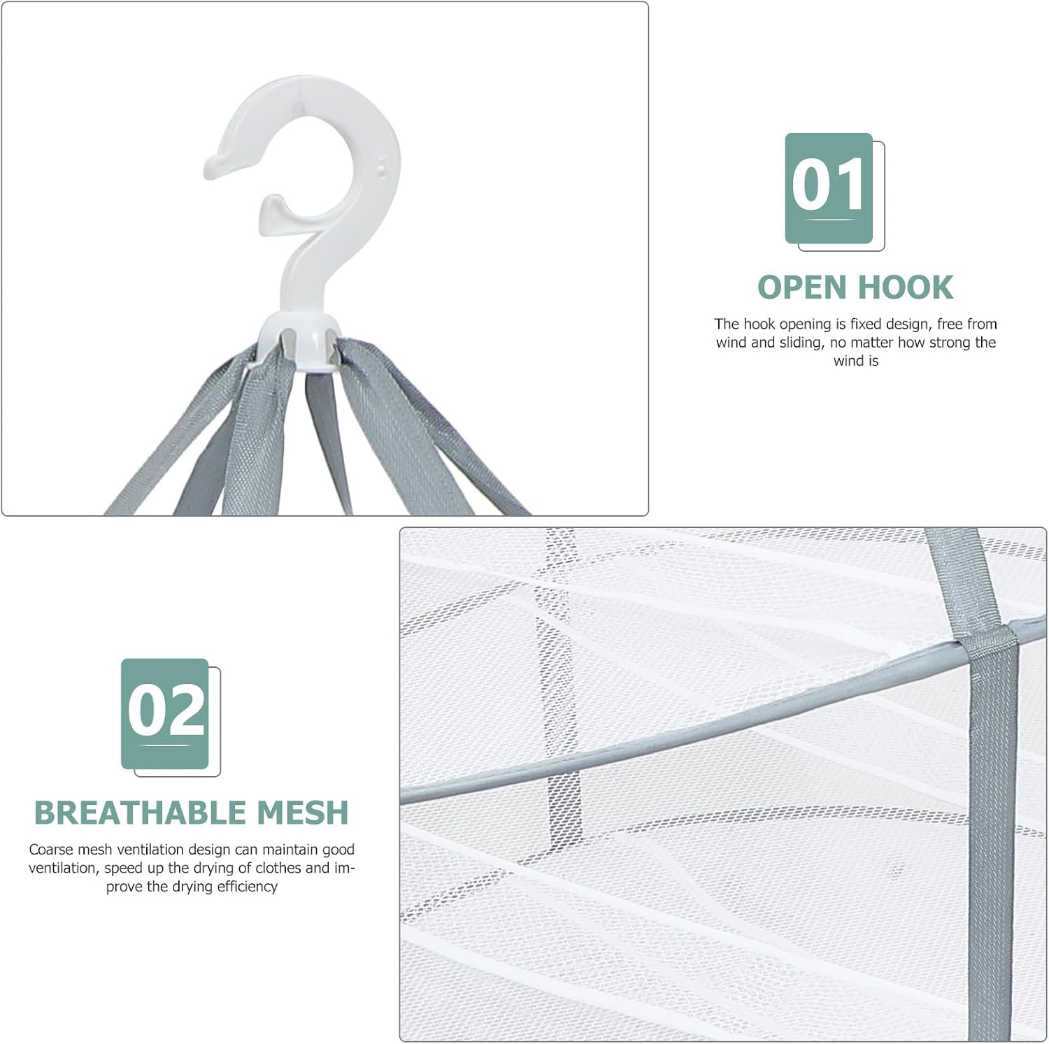 Foldable 3-Tier Mesh Clothes Drying Rack Sweater Hanger Practical Hanging Laundry Rack for Indoor Outdoor Use