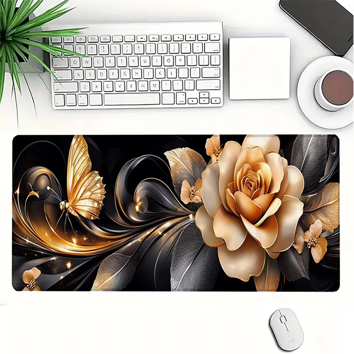 Podkładka pod mysz Lejnlnng XXL - 120x60cm - duży kwiat podkładka pod mysz dla graczy, zwierzęta XL antypoślizgowa gumowa mata na biurko, wodoodporna podkładka pod mysz o wysokiej precyzji i prędkości