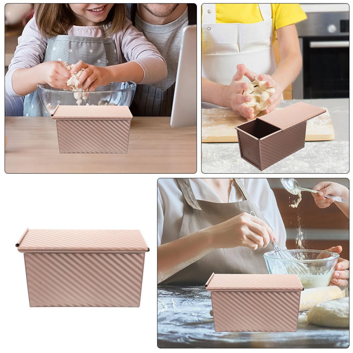 COLLBATH Kastenform mit Deckel Toast Backform aus Kohlenstoffstahl Antihaftbeschichtet 2 Stück Rechteckig Brotbackform 25cm für Zuhause