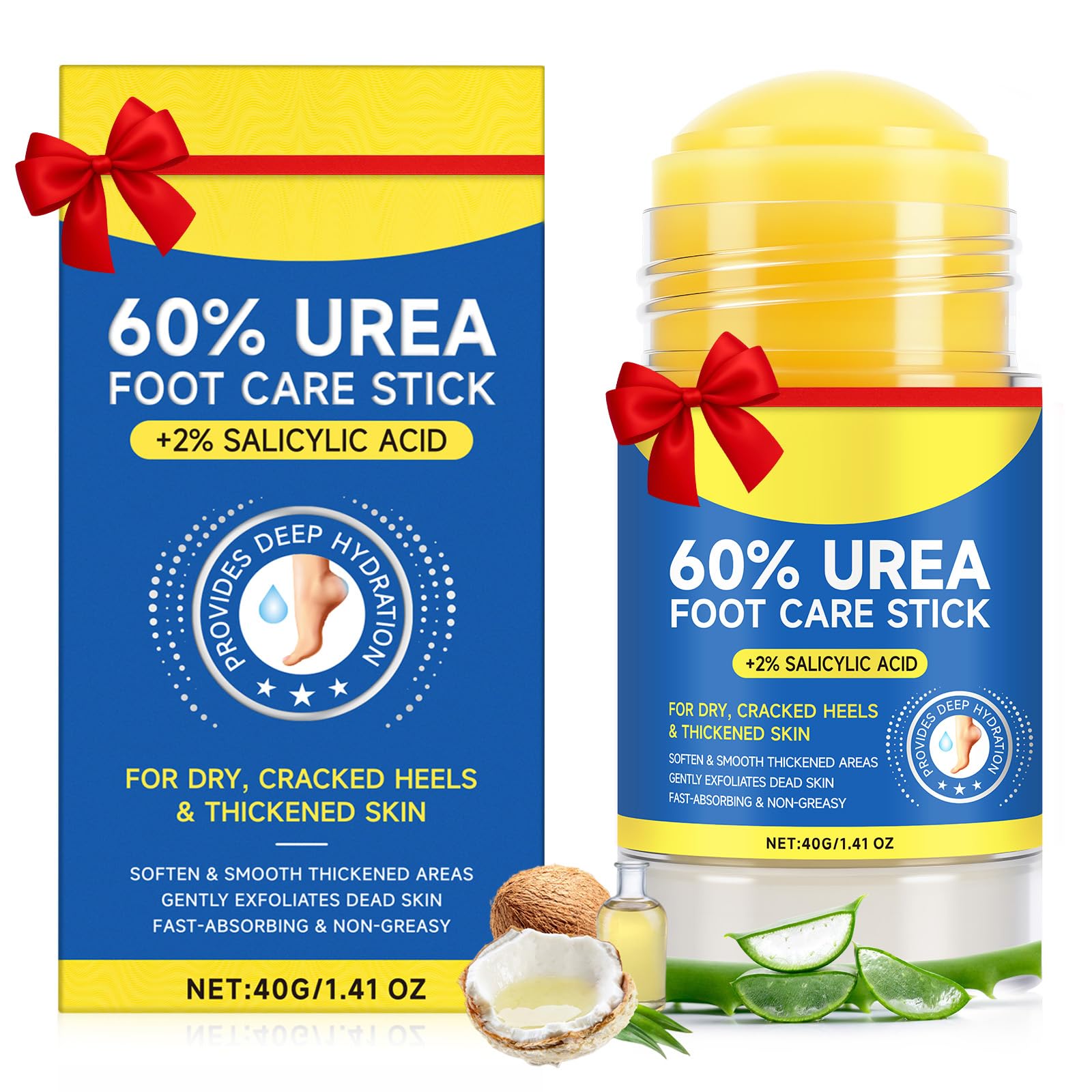 60% Urea with 2% Salicylic Acid Urea Foot Care Stick, Foot Cream 60 Percent for Feet Maximum Strength Moisturizer for Dry Cracked Heels, Hands, Thick & Cracked Skin, Callus Remover, Deep Hydration 1 Pack Urea Cream for Feet