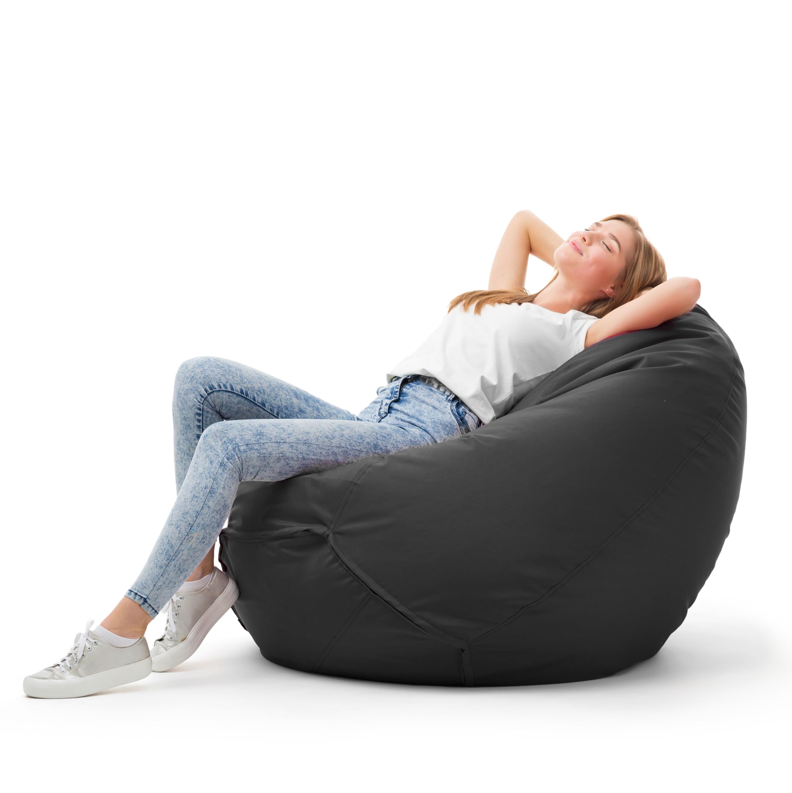 Bruni Sitzsack Classico L in Grau – XXL Sitzsack für Erwachsene mit Innensack, Abnehmbarer Bezug, lebensmittelechte EPS-Perlen als Bean-Bag-Füllung, aus Deutschland