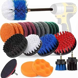 CaninKart 23 Piece Drill Brush Attachments Set, Scrub Pads & Sponge, Buffing Pads, Power Scrubber Brush with Extend Long Attachment, Car Polishing Pad Kit