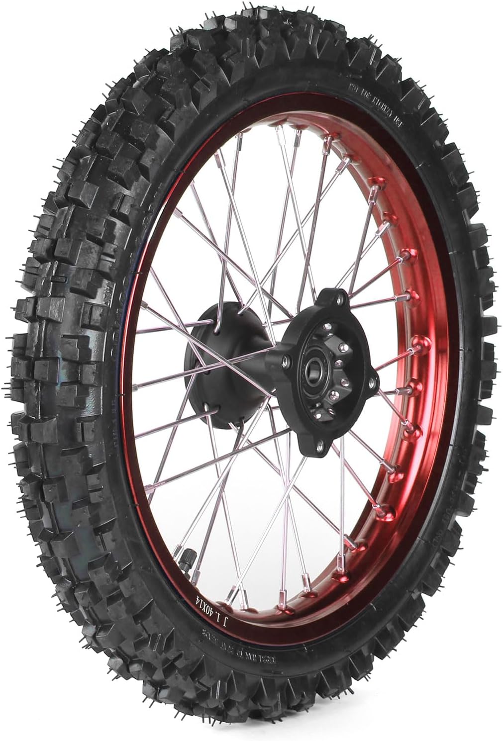 60/100-14 Front Wheel, 80/100-12 Rear Wheel 15mm Axle Bearings for taotao SSR Apollo Kayo 125 140 150cc Pit Bikes Dirt Bike (Red)