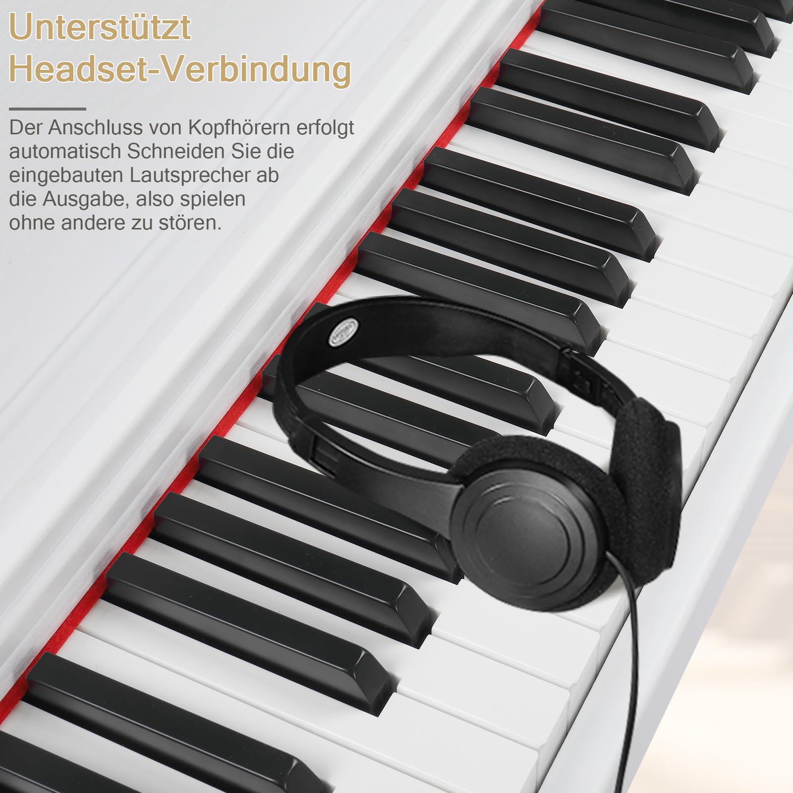 LEADZM Pianoforte Digitale a 88 Tasti con Supporto, Tastiera Completamente Pesata, Pianoforte Elettrico con MIDI USB, Altoparlanti Stereo, Sistema a 3 Pedali (Bianco)