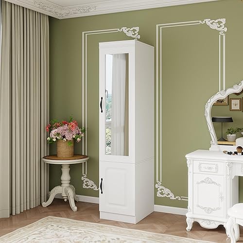 Vista 10 de Armario moderno de 5 puertas con espejo, negro, 92.9 pulgadas de ancho x 20.47 pulgadas de profundidad x 70.86 pulgadas de alto, dormitorio