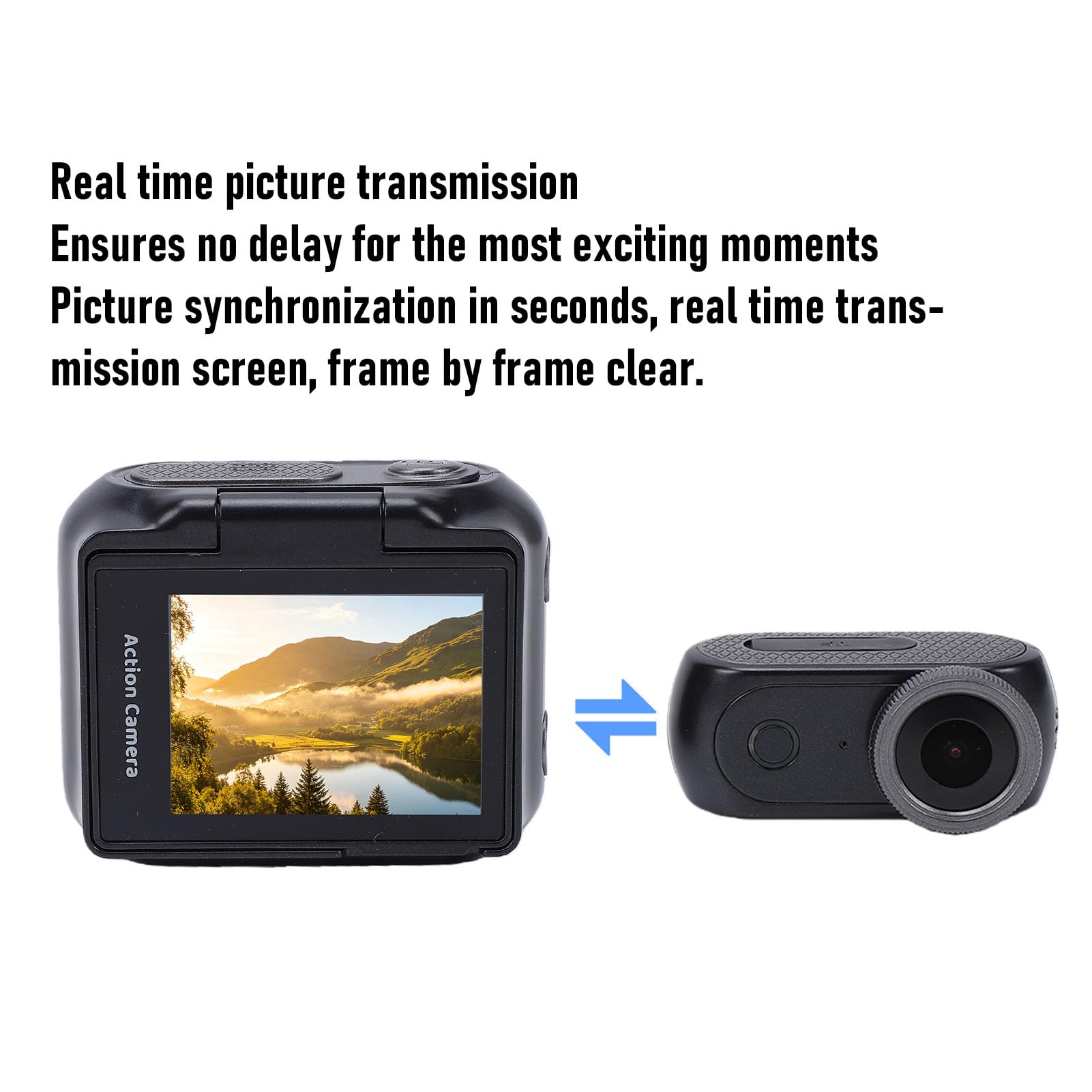 Sxhlseller Action Camera 4K con Schermo Ribaltabile, Fotocamera POV Magnetica Indossabile con Registrazione Audio Video, Fotocamera Wireless per il Pollice, Sportiva a Doppia (BLACK)