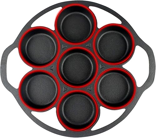 Miniatura 4 de YOLOPLUS+ Molde de hierro fundido pre-sazonado para tartas, mini molde de hierro fundido para galletas, magdalenas y bollos