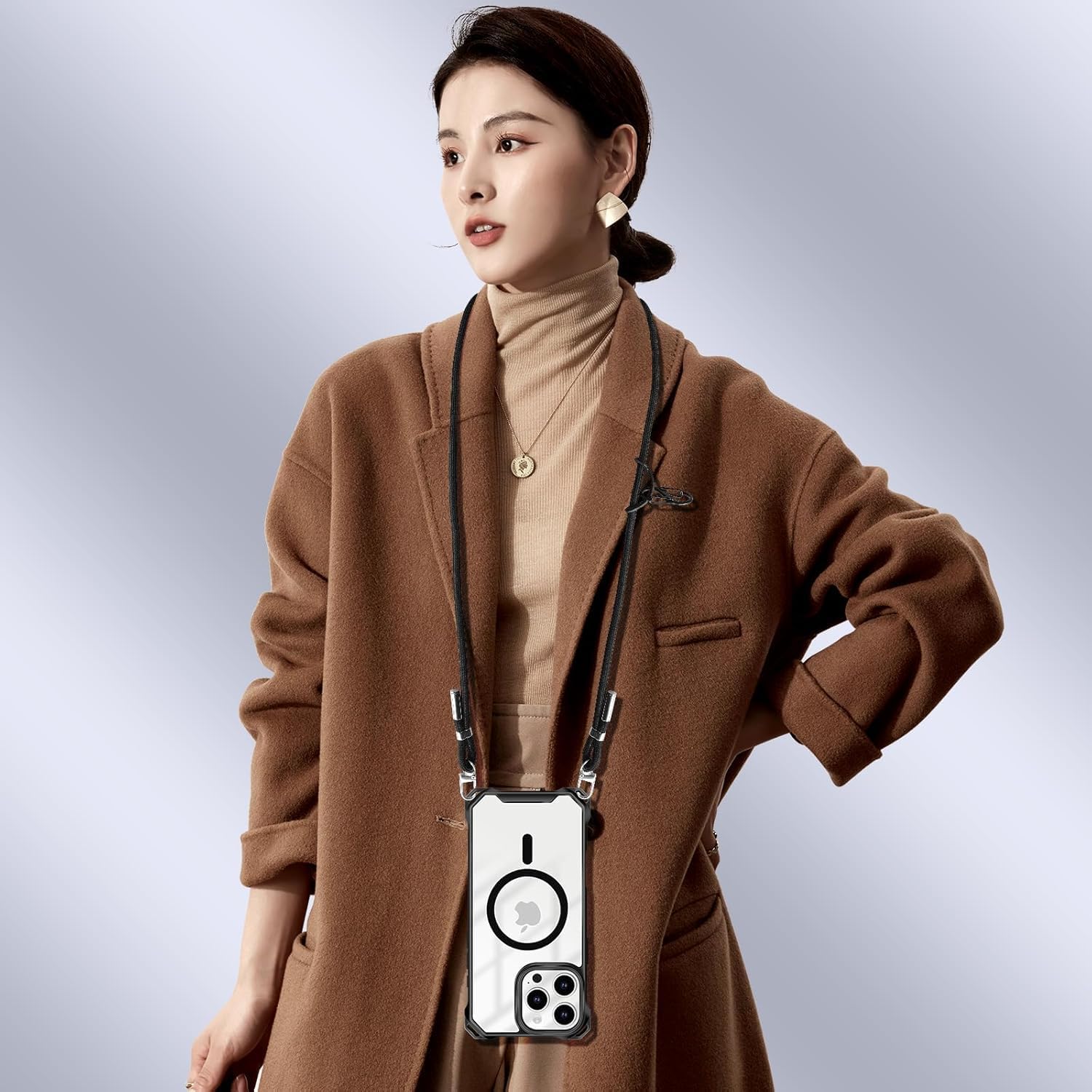 UnnFiko for iPhone 14 Pro Max Case Clear, Compatible with Magsafe, Crossbody Phone Case with Shoulder Strap, Shockproof Drop Protection, Magnetic Phone Case for iPhone 14 Pro Max (Black) - Image 4