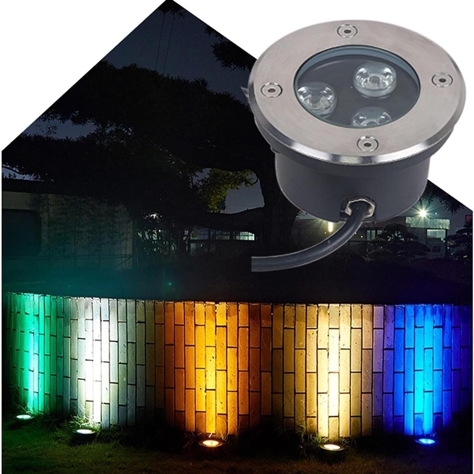 4 Luci LED da Terra per Esterni - Lampada da Terra Ultra Sottile da 3W, Faretto da Terra Impermeabile IP67, Adatto per Giardino, Esterni E Cortile(Yellow,3W(85-245V))
