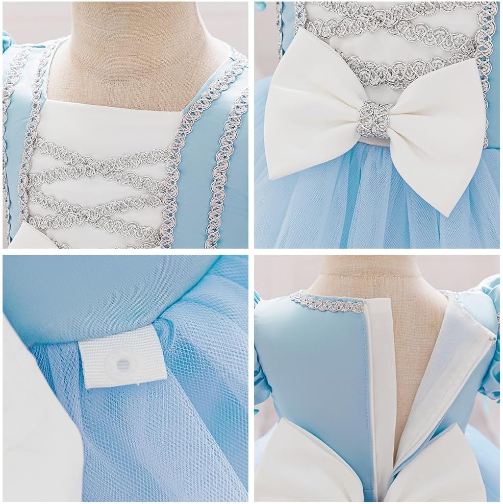 Baby Girls Snow White Princess Dress Embroidered Christening Wedding Birthday Party Pageant Baptism Gown w/Headwear