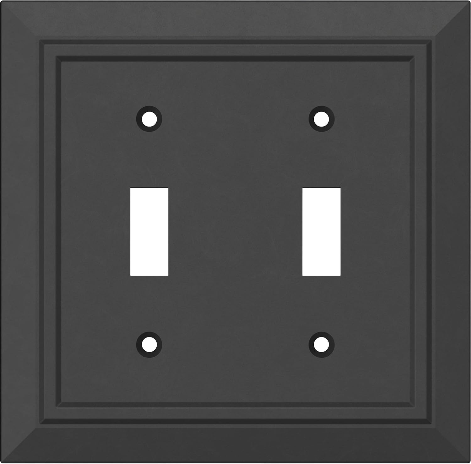 Franklin Brass Classic Architecture (4-Pack) Decorative Light Switch Cover Matte Black 2-Gang Wall Plate Double Switch/Toggle Plate Covers Electrical Outlet Covers W35244-FBA-C