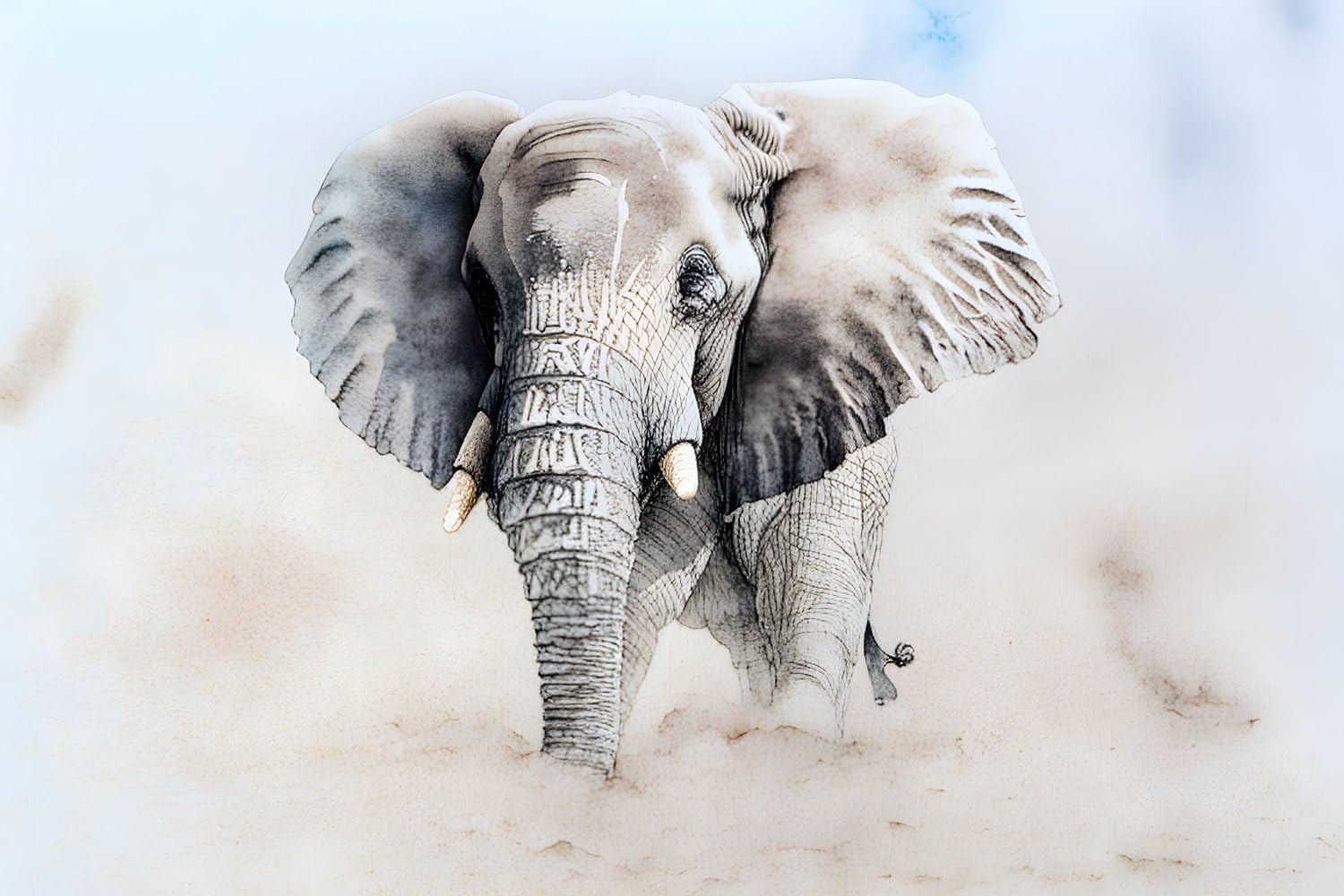 Poster éléphant tempête de sable grand format toile murale - 4