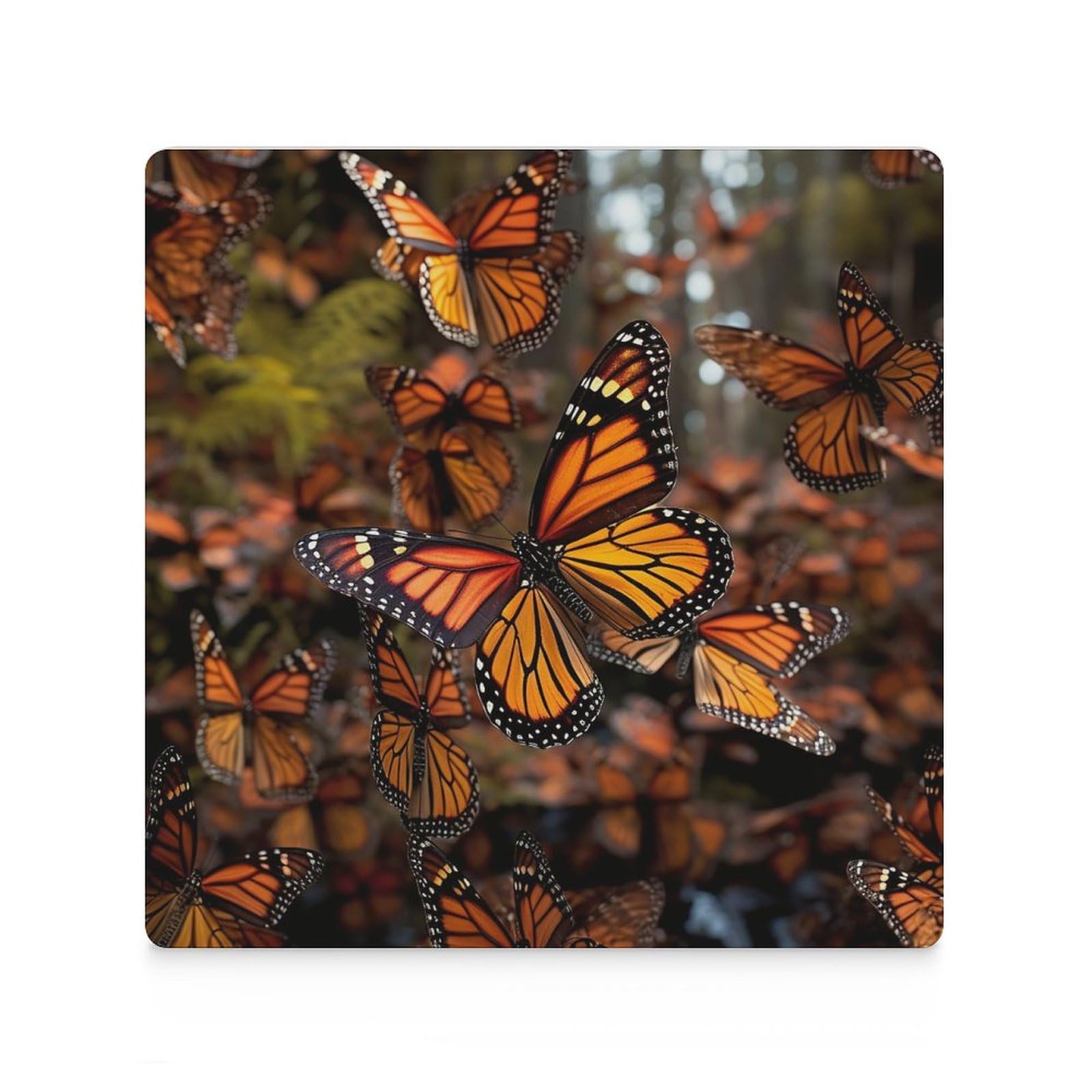 Posavasos para decoración de mesa, juego de 6 posavasos para mesa de café, reutilizables, con estampado de mariposas monarca para mesa de comedor y sala de estar