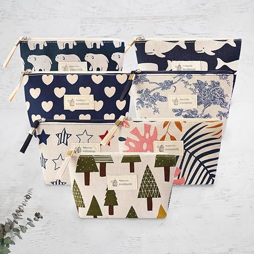 Miniatura 7 de Bolsa de maquillaje, organizador de viaje, neceser para mujer, pequeña funda de cosméticos para bolso, lindo embrague de almacenamiento de tela,